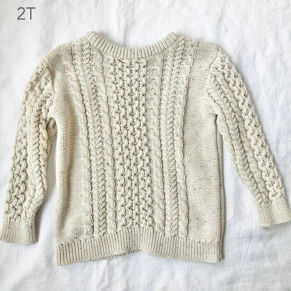 🪴5/$30 Old Navy 2T Toddler Speckle Sprinkle Cream Cable Knit Sweater Winter